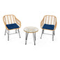 3 Pieces Rattan Furniture Set with Cushioned Chair Table- DirectDeals- {{Product type}}