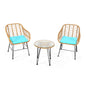 3 Pieces Rattan Furniture Set with Cushioned Chair Table- DirectDeals- {{Product type}}