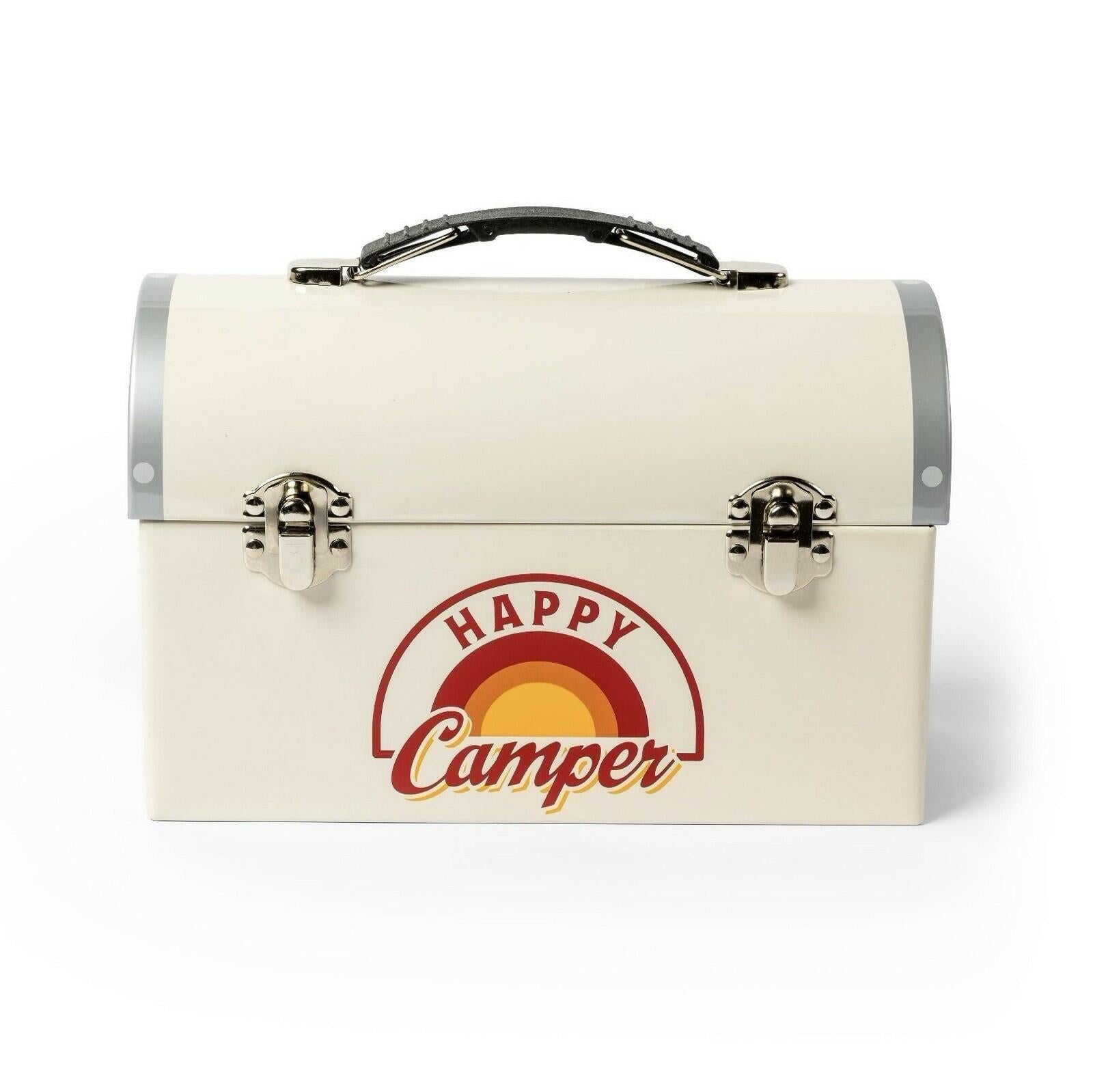 Target Bullseye Playground HAPPY Camper Lunch Box Beige 7.5x5x3.5in - - Lunchboxes & Bags
