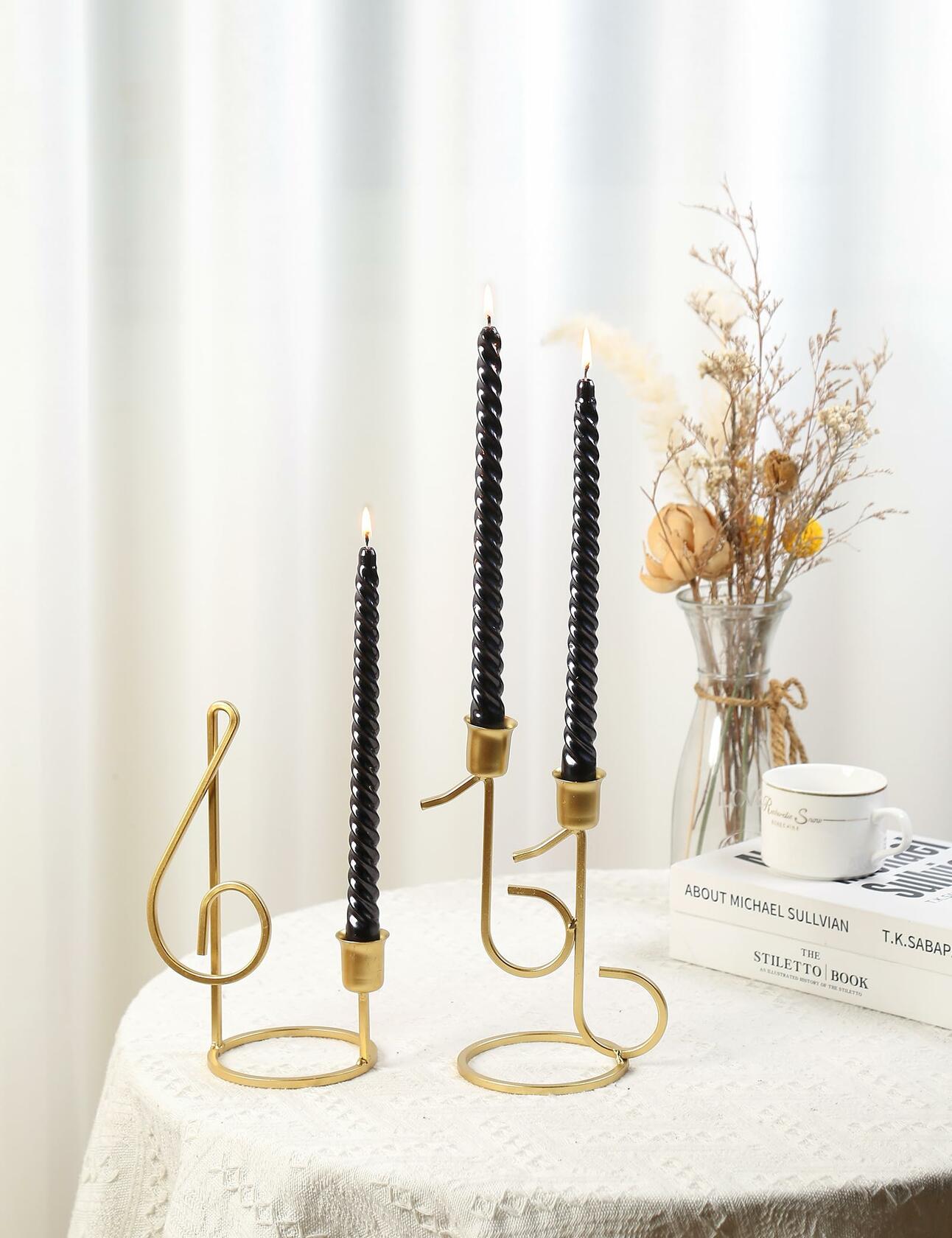 Color Poem Ornament 10in Black Dripless Halloween Taper Candles Set of 4 - - Candles