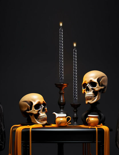 Color Poem Ornament 10in Black Dripless Halloween Taper Candles Set of 4 - - Candles