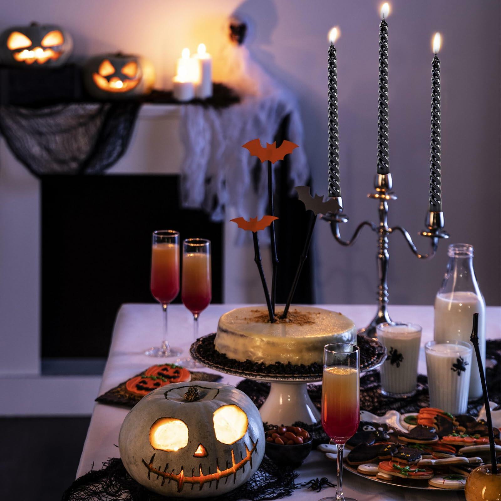 Color Poem Ornament 10in Black Dripless Halloween Taper Candles Set of 4 - - Candles