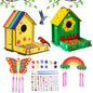 Crafts for Kids Ages 8-12 -Make Your Own Bird Feeder Wind Chime Kit with Diamond Stickers - 2 Pack Unfinished Wood DIY Kids STEM Painting Activities Crafts Outdoor Toys for Boys Girls Ages 6-8 3-5 Kia Day Design