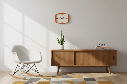Orange Retro Rectangular Clock - - clock