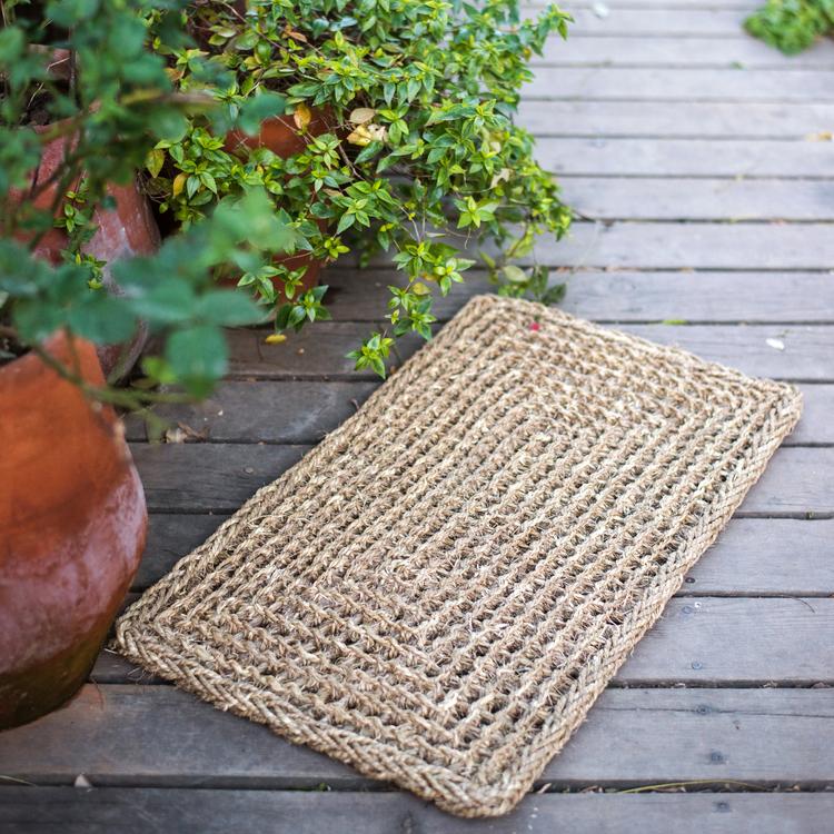Organic Natural Straw Door Mat - Rectangular -