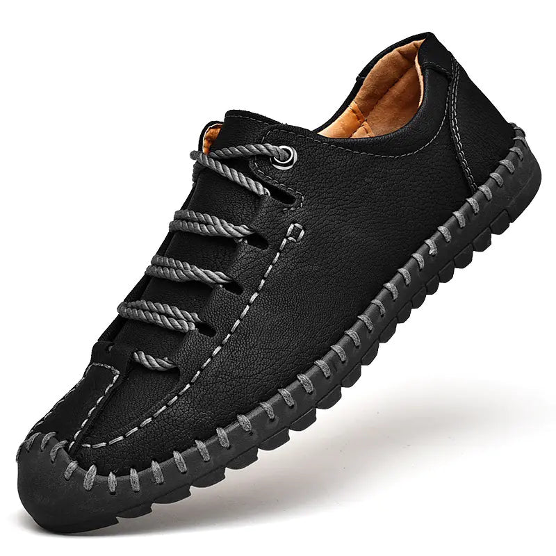 Men's Casual Low-Top Lace-Up Leather Shoes - Kia Day Design