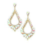 Oversized Cut Out Cluster Vine Accented Teardrop Earrings - AB Gold - Earrings