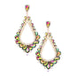 Oversized Cut Out Cluster Vine Accented Teardrop Earrings - Multi - Earrings