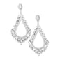 Oversized Cut Out Cluster Vine Accented Teardrop Earrings - Silver - Earrings