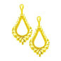 Oversized Cut Out Cluster Vine Accented Teardrop Earrings - Yellow - Earrings