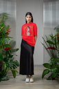 Bite Me Pin Up Slim Fit Graphic Tee - Solid Red - Slim Fit Graphic Tee