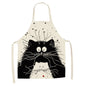 Cute Cat Print Cooking Kitchen Apron black cream 68 x 55 CM