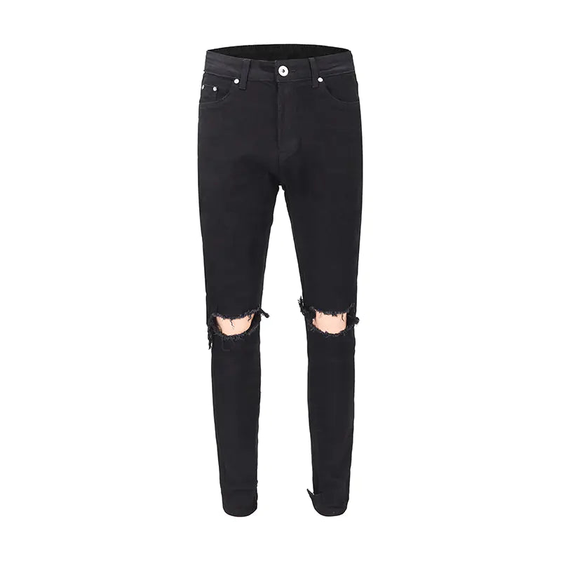 High Street Style Slim Fit Button Design Ripped Jeans - Kia Day Design