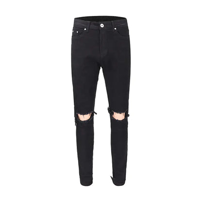 High Street Style Slim Fit Button Design Ripped Jeans - Kia Day Design