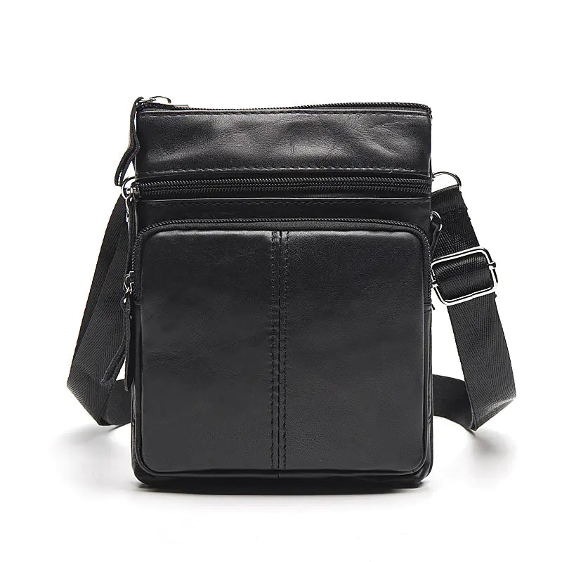 Genuine Leather Zipper Crossbody Shoulder Bag