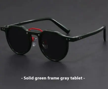 Vintage Round Sunglasses - Dark green frame grey piece - sunglasses