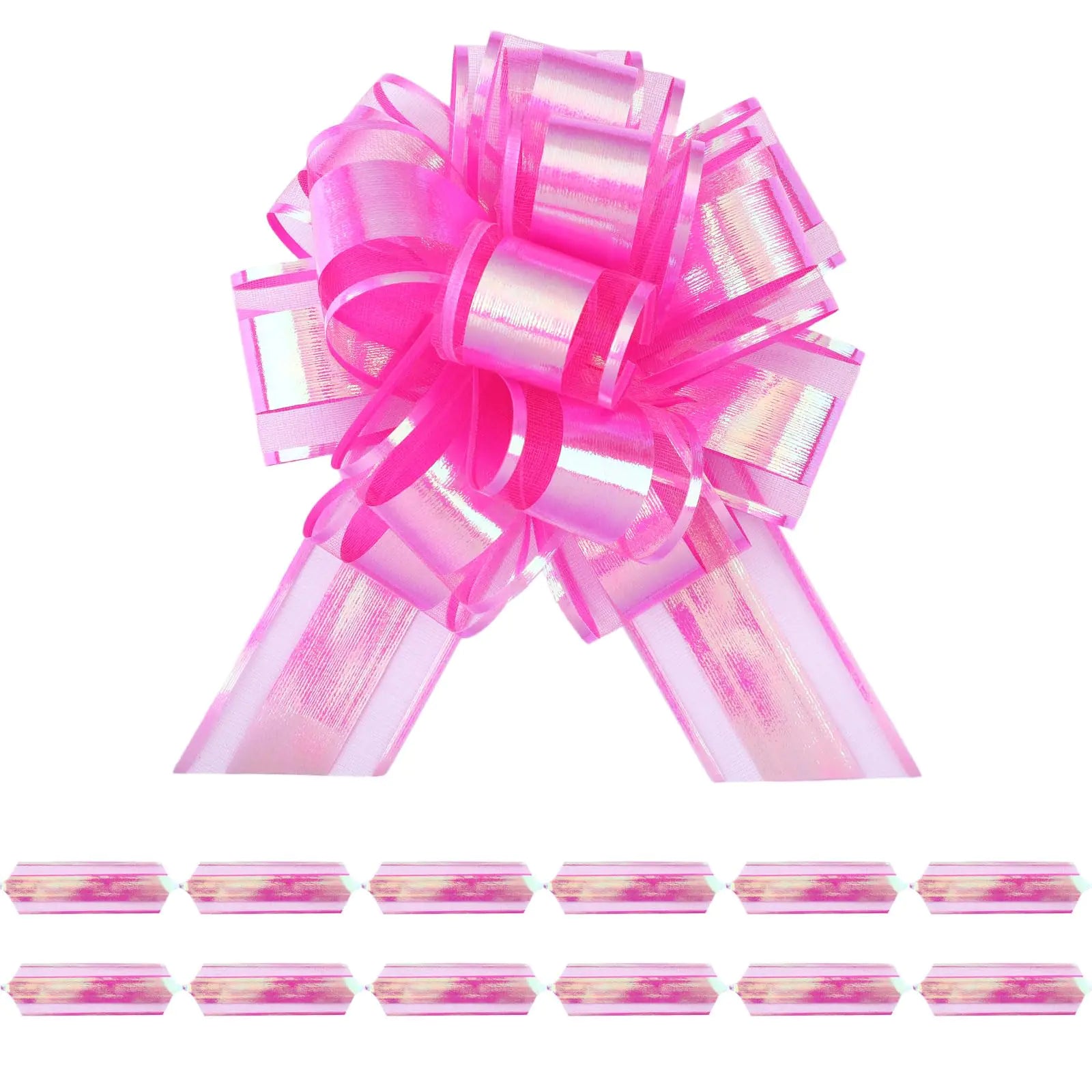 6 Pieces Laser Pull Bows 6 Inch Rose red - - bow