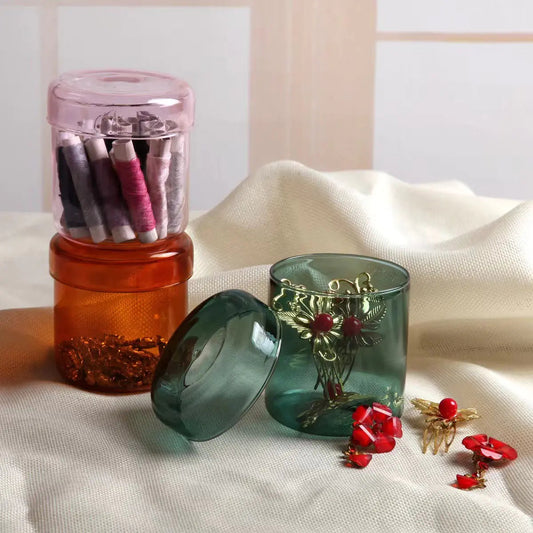 Colored Glass Kitchen Storage Jar with Lid - Kia Day Design