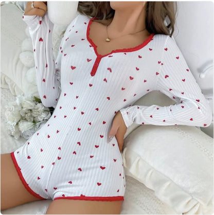 Women's Heart Print Jacquard Pajama Set