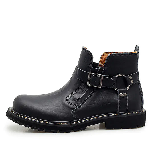 Mens Martin Boots in First Layer Cowhide Leather - Black 41 - boots