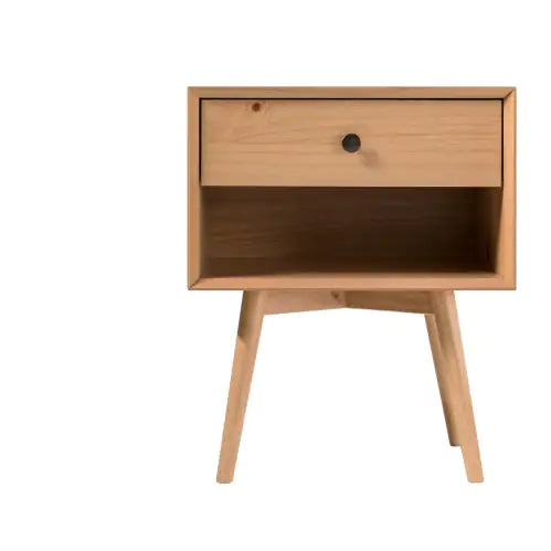 Single-Drawer Solid Wood Nightstand - Kia Day Design