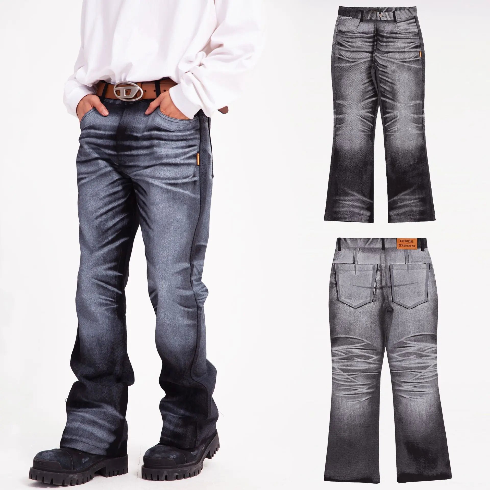 Men's High-Waist Gradient Casual Jeans Kia Day Design