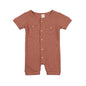 Solid Color Short Sleeve Round Neck Button Baby Playsuit Kia Day Design