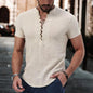 2023 Men's Casual V-Neck Button Short Sleeve Shirt - Kia Day Design