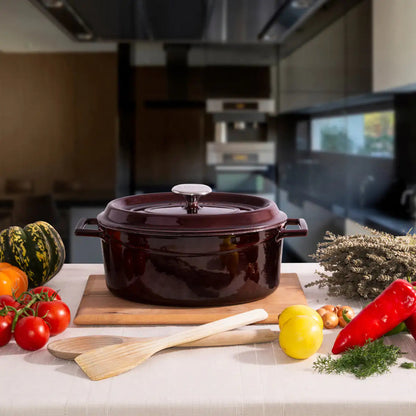LAVA Enameled Cast Iron Oval Dutch Oven With Lid, 4 Quart, Dishwasher Safe Kia Day Design
