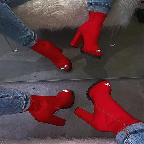 Zipped Open Toe Ankle Boots - Kia Day Design