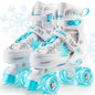 Kids Roller Skates 4 Size Adjustable Light up Roller Skates - White Medium-(1-4 US) - roller skates
