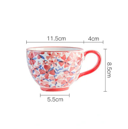 Large Capacity Ceramic Breakfast Cup for Coffee and Milk Kia Day Design