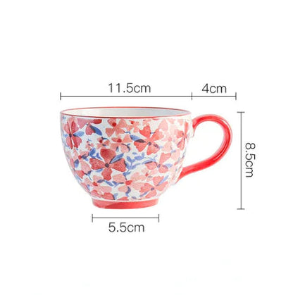 Large Capacity Ceramic Breakfast Cup for Coffee and Milk Kia Day Design