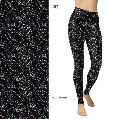 Color Splash Splat Full Length Leggings with Pockets - 2X-4X = TC2 - Apparel