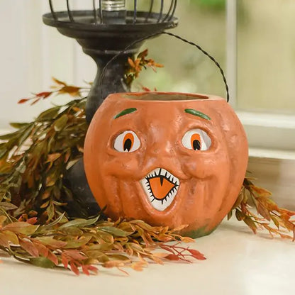 Vintage-Inspired Orange Resin Mache Jack-O-Lantern Choir Boy - - Fall & Halloween