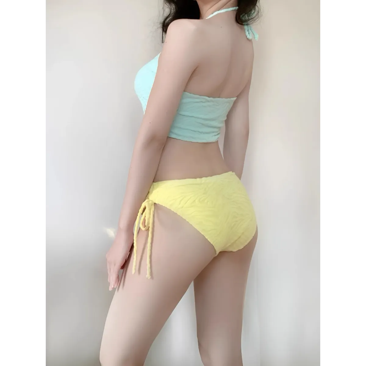 Patchwork Halter Bikini – Korean 3PCS Swimsuit with Skirt - - Swimwear