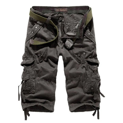 Patterned Art Textile Shorts - Dark Gray -