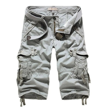Patterned Art Textile Shorts - Light Gray -