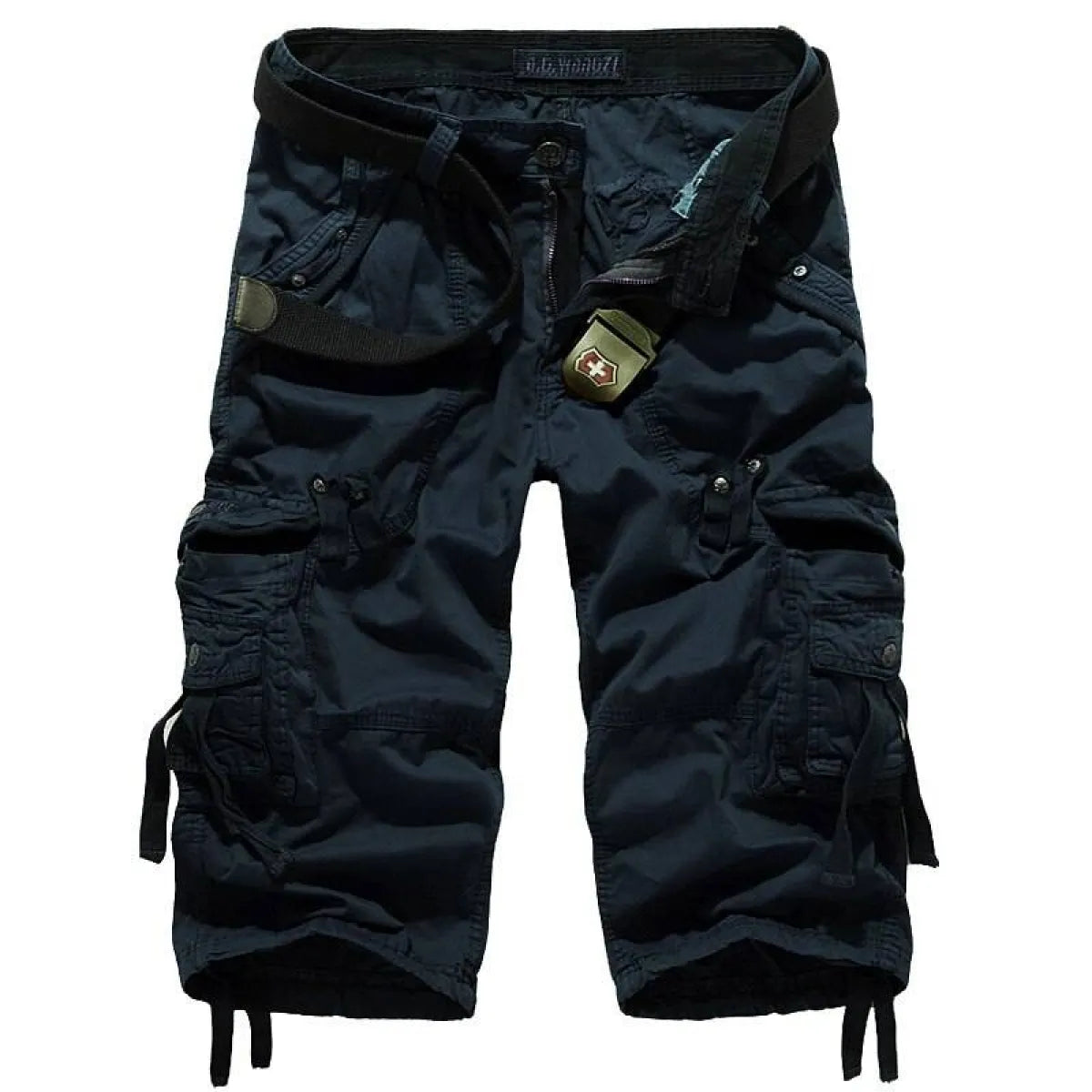 Patterned Art Textile Shorts - Dark Blue -