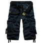 Patterned Art Textile Shorts - Dark Blue -