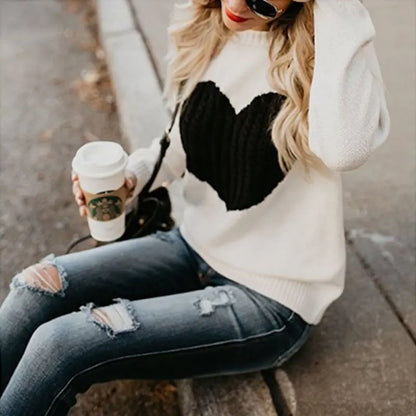 Long Sleeve Knit Heart Sweater