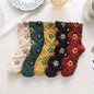 5 Pairs Flower Embroidered Socks - Kia Day Design