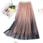 High-Waisted Pleated Skirt with Gradient Mesh Design - Kia Day Design