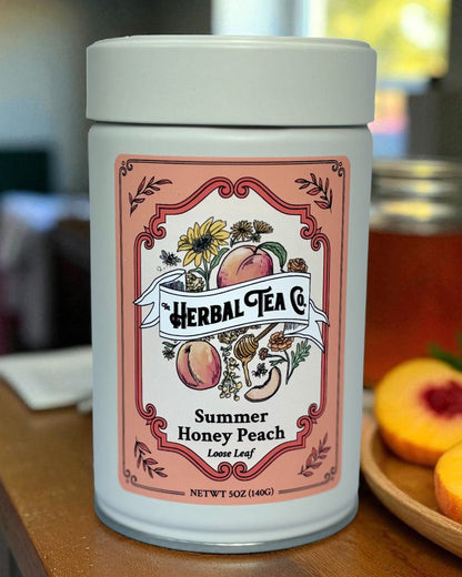Summer Honey Peach Herbal Tea - Tin - 45 servings - Tea