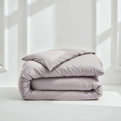 Luxe Australian Sateen Duvet Cover - Pebble Gray Full Queen Button Closure - Home - Bed