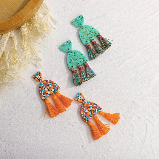 Bohemian Colorful Semicircle Acrylic Earrings