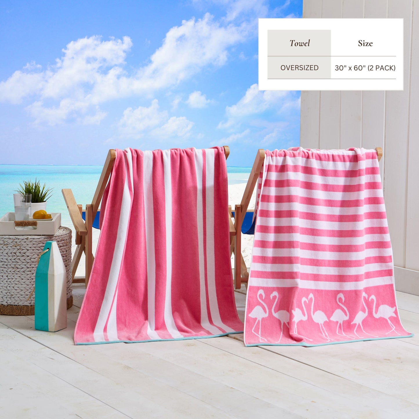 Cotton Velour Beach Towel - Maui Collection - - Beach Towels