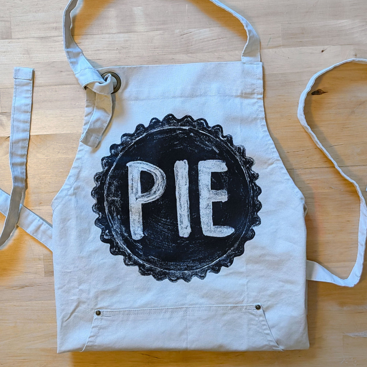 Pie Lover's Cotton Canvas Apron with Pockets - O S Beige - Apron