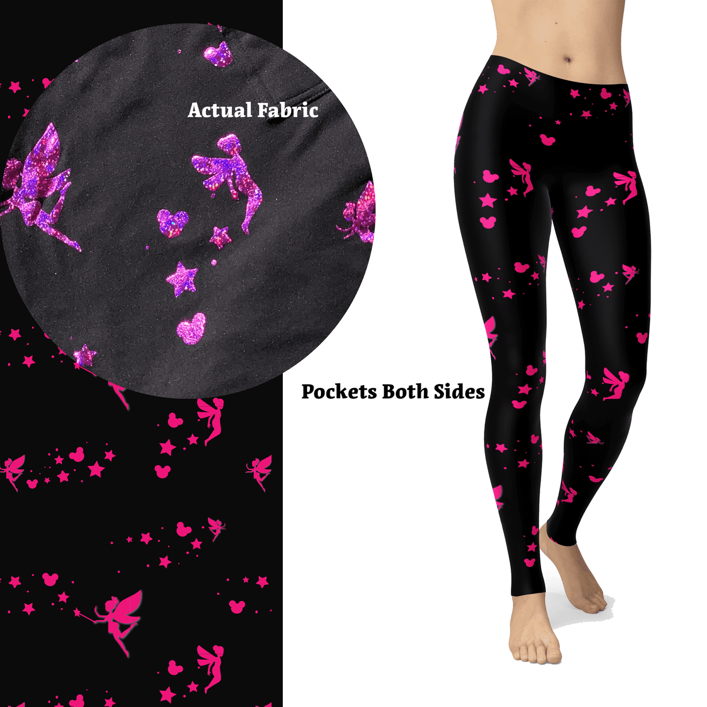 Pink Sparkle Fairy Leggings with Fairy Dust Glitter and Pockets - 2X-4X = TC2 - Apparel