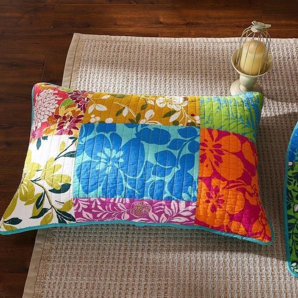 Tache 1 Piece Cotton Colorful Flower Power Party Patchwork Sham Pillow Cover (TAFloralPatchwork-Sham) - - Pillow Sham